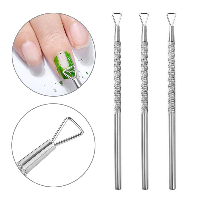 Edelstahl Doppel Kopf Nagel Drücker Werkzeuge Schere Zange Peeling drücken Abgestorbene Haut Häutchen Pusher Zange Löffel Entferner-Werkzeug
