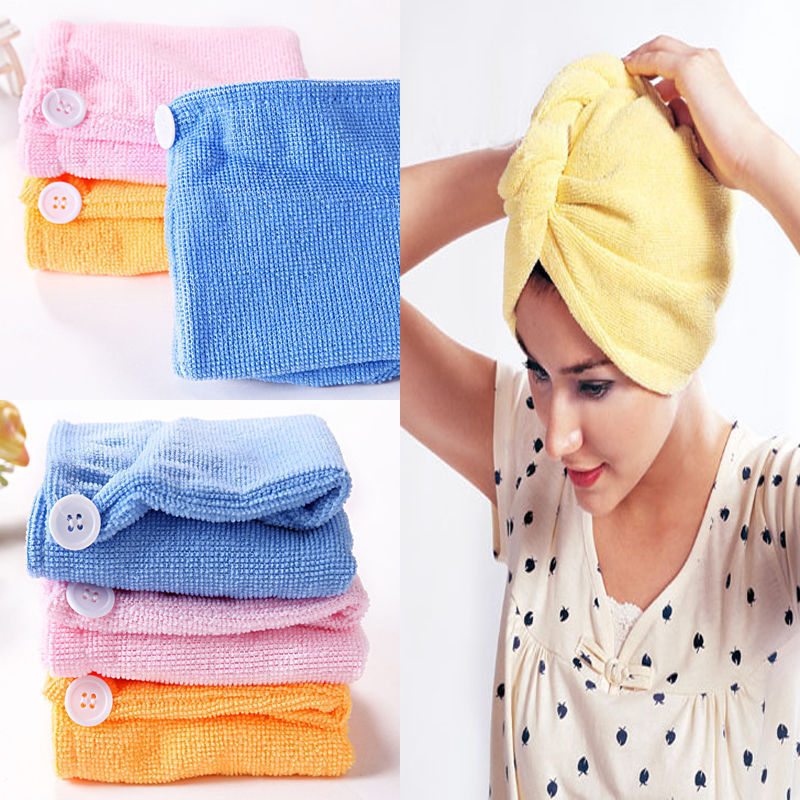 21*51cm femmes absorbant microfibre serviette Turban séchage des cheveux multi couleurs enveloppes de cheveux pour les femmes bonnets de douche peignoir chapeau