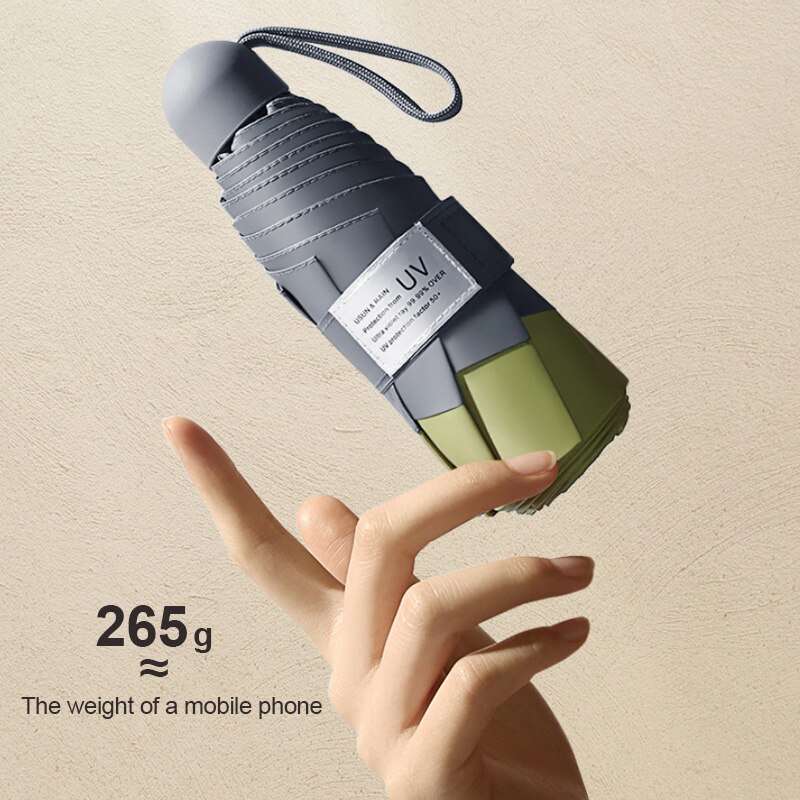 Paraguas de cápsula de protección Anti-UV, miniparaguas plegable, a prueba de viento, portátil, paraguas de lluvia para mujer, paraguas de bolsillo, paraguas de hombre