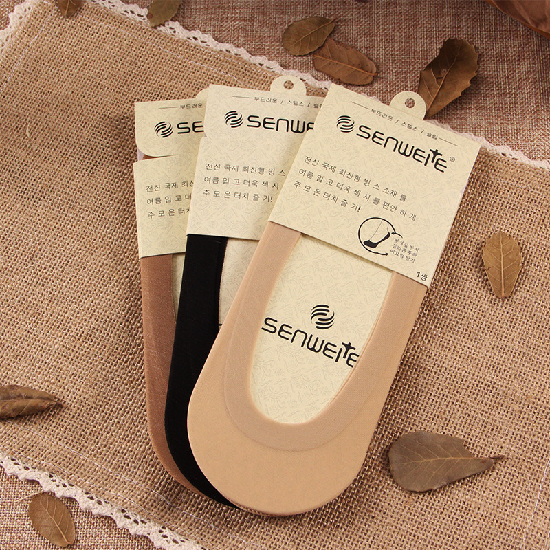 5 paris = 10 stykker korea sporfri sommer, lavvandet mund is silkestrømper hjemmesko kvindelig silicagel sokkerne glatte