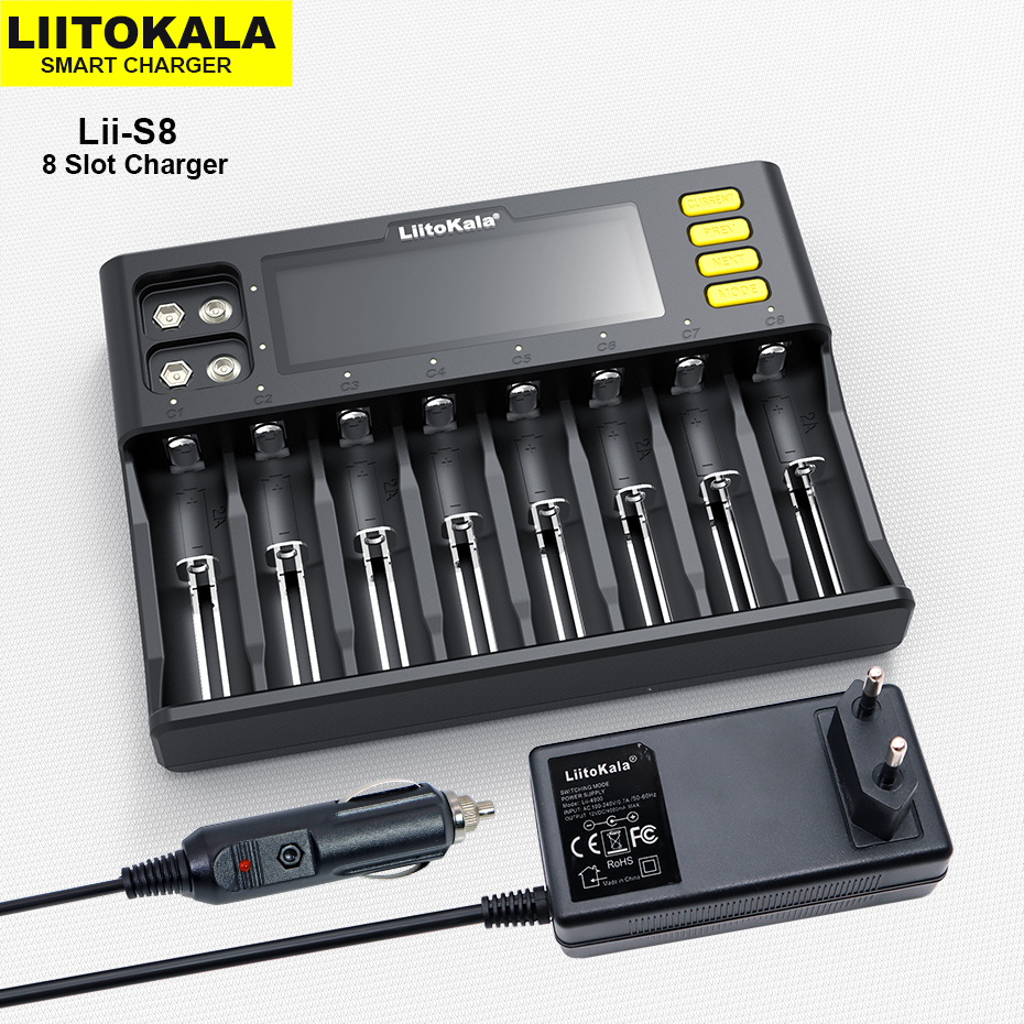 Liitokala Lii-s12 Lii-S8 18650 Battery Charger for 1.2v 3.7V 9V 14500 17500 26650 AA AAA NiMH/CD Rechargeable Lithium Batteries