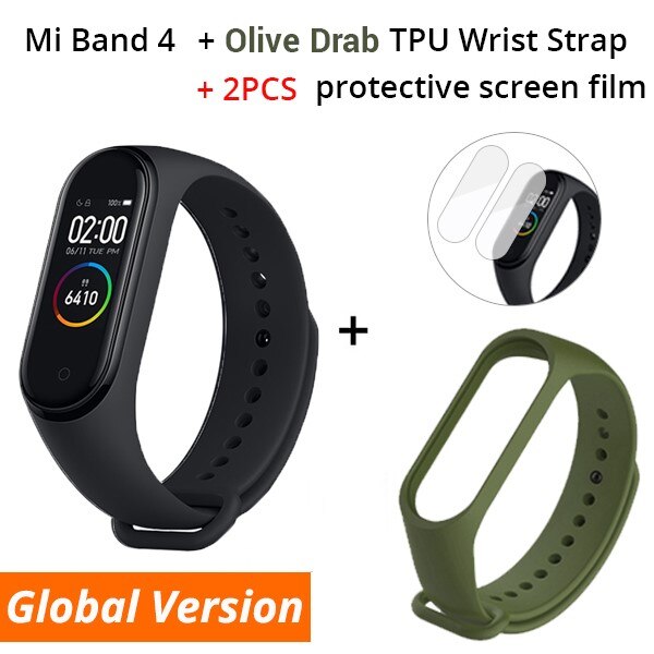 Originale Xiao mi mi fascia 4 Globale versione Di Smart braccialetto 3 Di colore schermo AMOLED mi FASCIA 4 Fitness Traker Bluetooth smartband: GL n Olive Drab