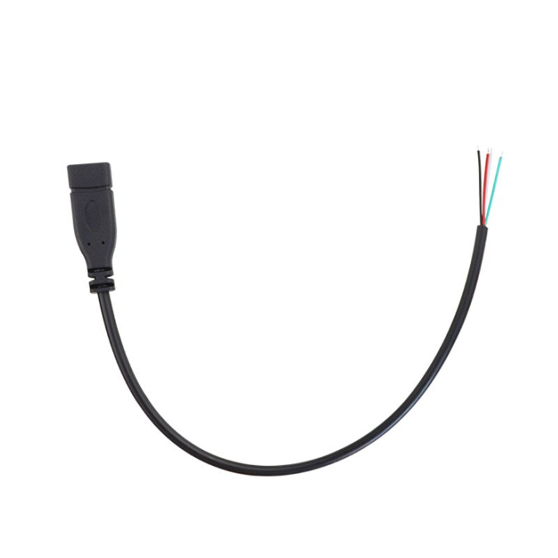 Connecteur de chargeur de câble USB 2.0 Type C mâle/femelle, 25cm, 2 broches, 4 broches, Extension de prise à souder, Type USB-C, pour bricolage, réparation, 1 pièce: 4-pin female