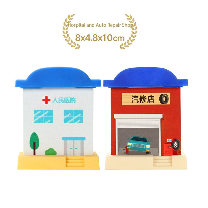 Wooden Train Tracks Accessories Roadmarks Scene Toys fit for Wooden Railway Track: hospital and auto