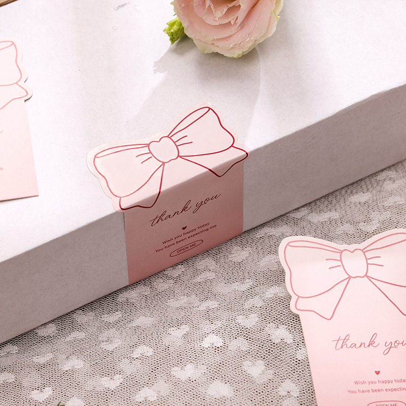 10-30 Uds. Pegatinas de agradecimiento con lazo rosa para paquete, etiquetas adhesivas decorativas para caja de , artículos para hornear, paquete comercial