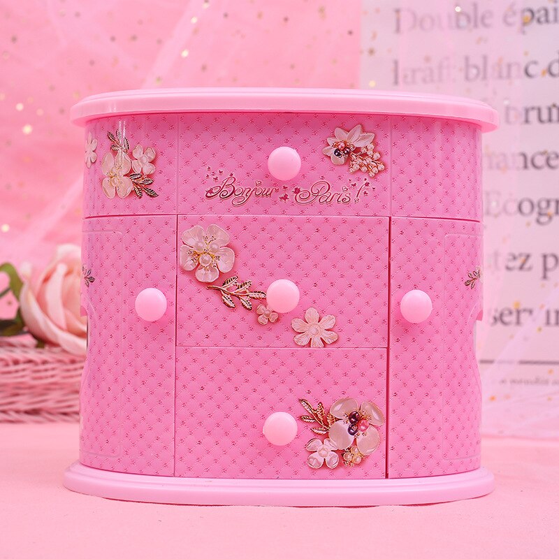 caja musica Caja de joyería de música encantadora caja Musical grande de de Navidad para niñas bailando caja de música giratoria cajas de joyería de varias capas hz-356: pink jewelry box