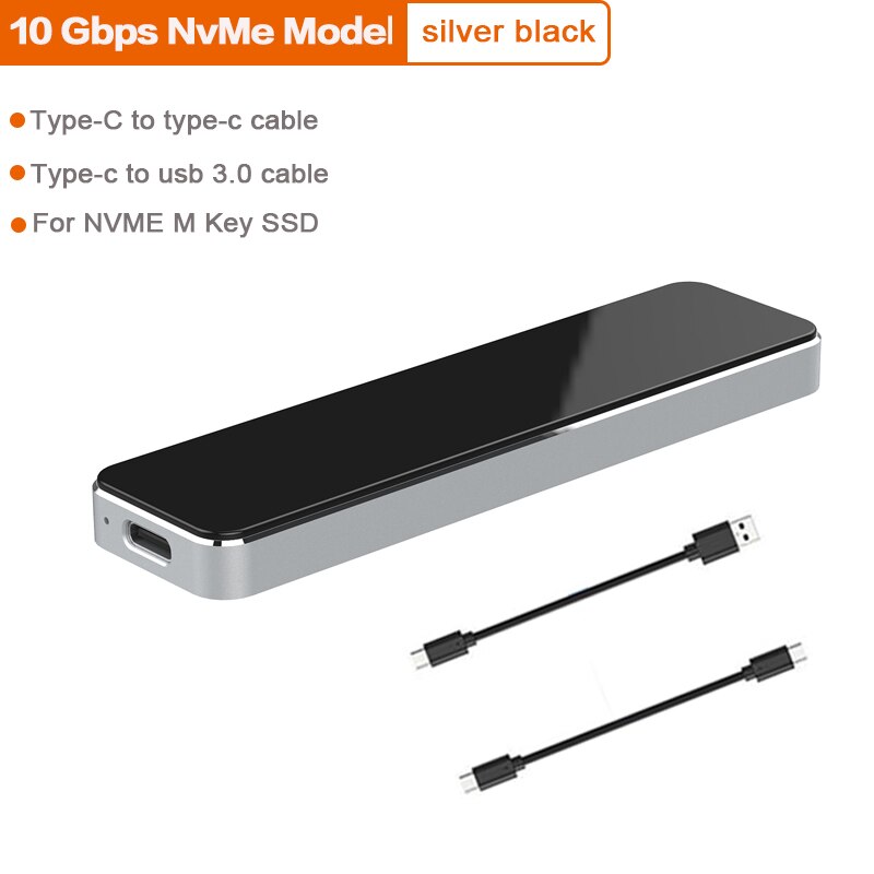 M2 SSD Case NVME Enclosure USB3.1 GEN2 10Gbps M.2 to USB Type C 3.1 SSD Adapter for NVME PCIE M/B Key SSD Disk Box M.2 SSD Case: NVME - 10Gbps Black