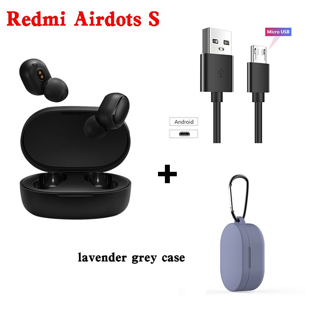 Xiaomi Redmi Airdots S Oordopjes Originele Mi Tws Draadloze Koptelefoon Bluetooth Ai Controle Gaming Headset Met Microfoon Ruisonderdrukking: blue case cable