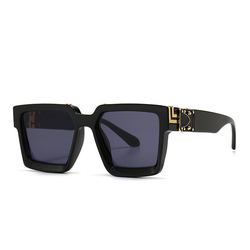 HBK-Gafas de ordenador de plástico Vintage para hombre y mujer, lentes ópticas cuadradas y transparentes, con montura Anti luz azul, Retro: C05 Black Gray