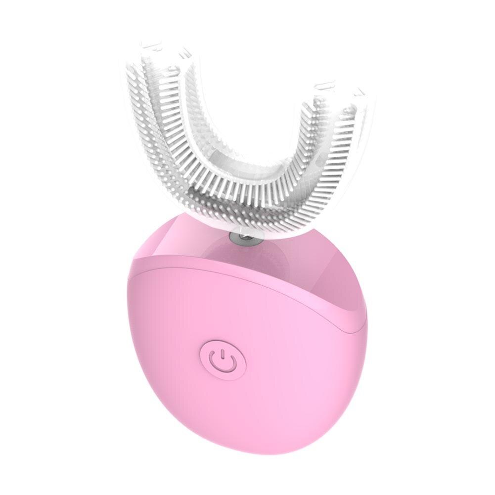 360 Degrees Sonic Automatic Electric Toothbrush USB Rechargeable Intelligent Ultrasonic Silicon Toothbrush 4 Modes U Type Timer