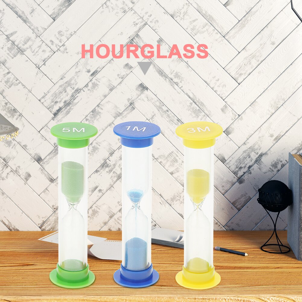 3Pcs Klaslokaal Spel Zand Klok Timer 1/3/5 Minuten Zandloper Zandloper Tandenborstel Swivel Zand Timer Douche Timer
