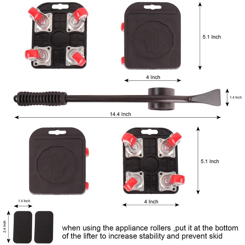 Sollevatori di mobili per mobili pesanti con carrelli per ruote, cursori per mobili, strumenti di spostamento del rullo per mobili