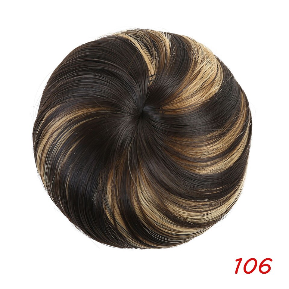 Meifan syntetisk glat hår elastisk chignon hårstykke snoretræk donut gummibånd chignon bolle klip i hår extensions: 106