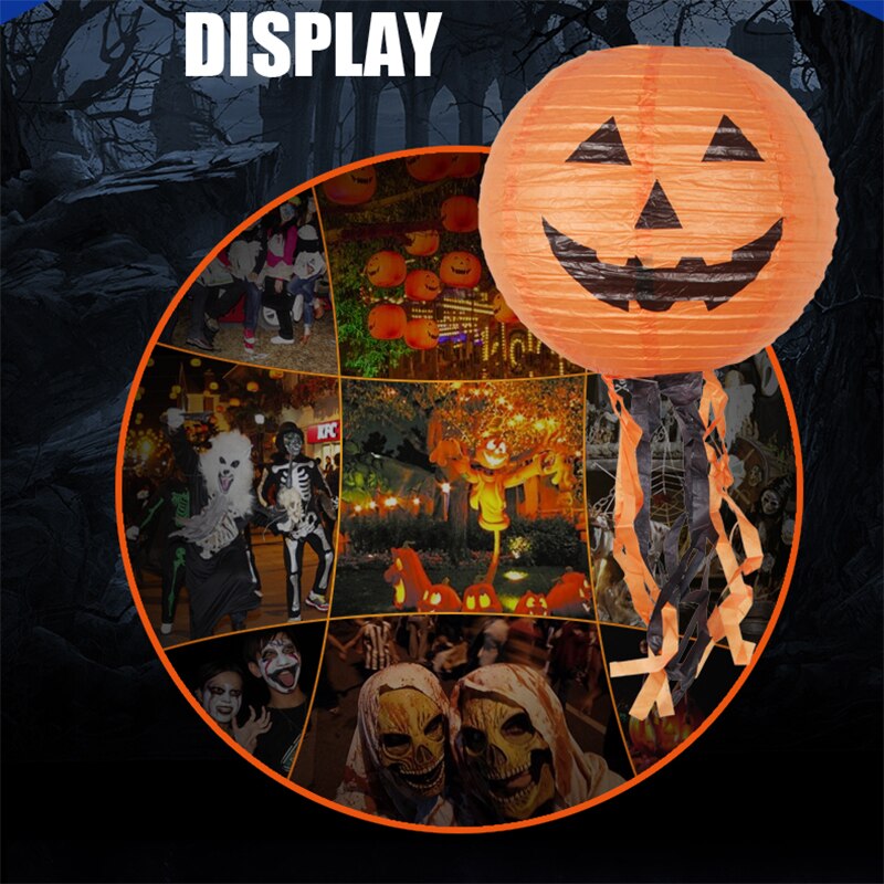 20/30/40cm Festival DIY Decoration Lantern Halloween Paper Pumpkin Hanging Lantern Party Decor Create Horror Atmosphere