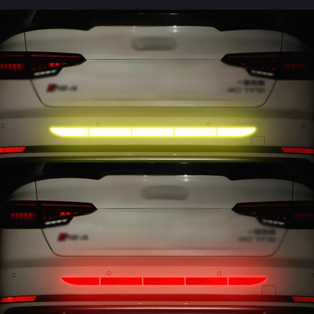 5 stk / sæt bil reflekterende klistermærke auto bagagerum advarsel strip nano tape til kørsel anti-kollision bil-styling lysende sikkerhedstape