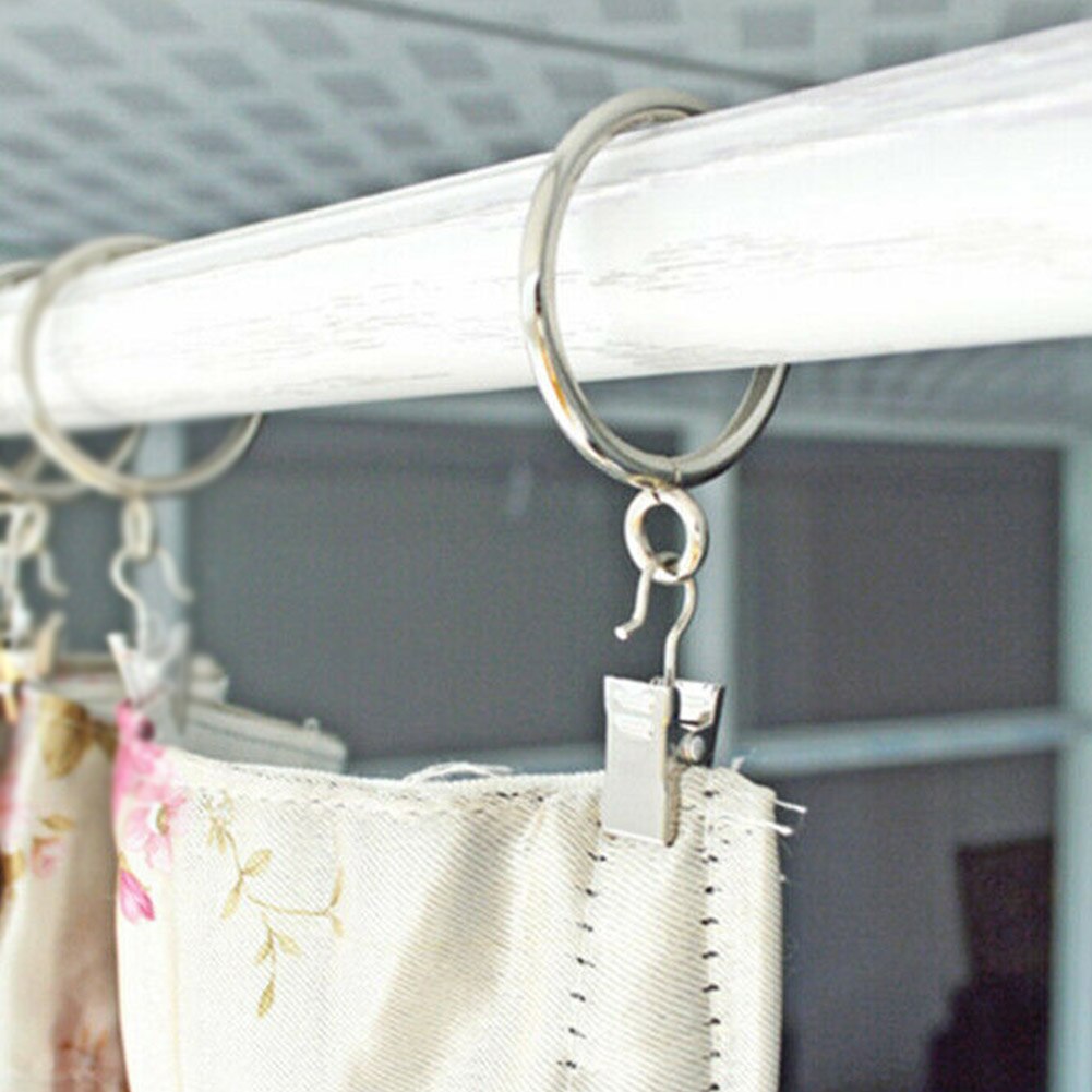 20pcs Curtain Clip Anti Rust With Hook Window Replacement Part Home Hotel Decoration Art Drapery Diaplay Bedroom Stainless Steel