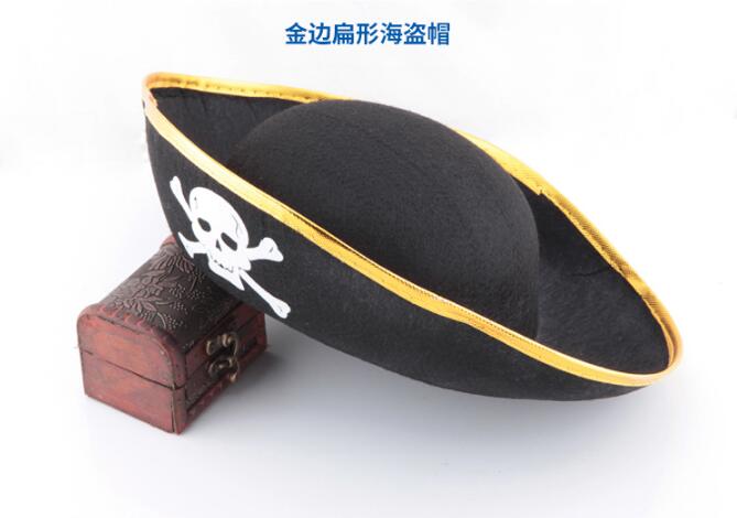 Sombrero de capitán pirata, gorro con de calavera y Crossbone, disfraz para vestido de lujo, de Halloween, poliéster 2022 Cos Prop