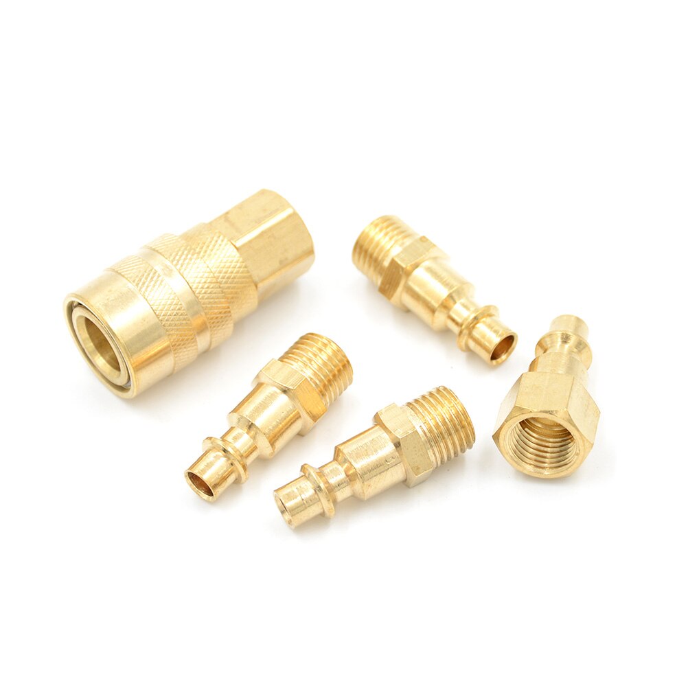 5Pcs/set Solid Air Hose Connector Fittings Quick Coupler set 1/4" NPT Tools Quick Coupler set