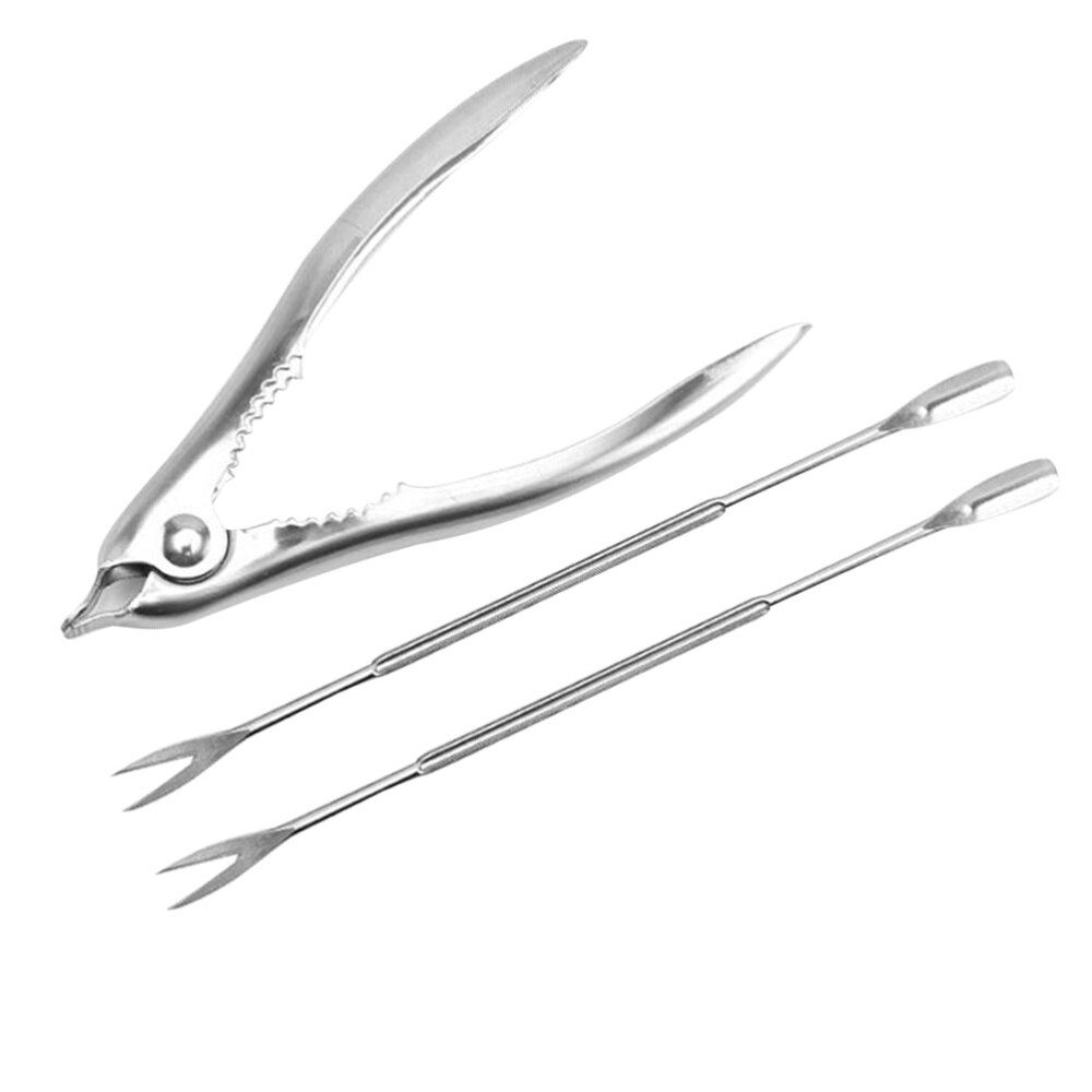 3pcs Clam Clamps Crab Opener Seafood Tools Set Nut Stainless Steel Seafood Forks Picks Clam Pliers for Home Restaurant
