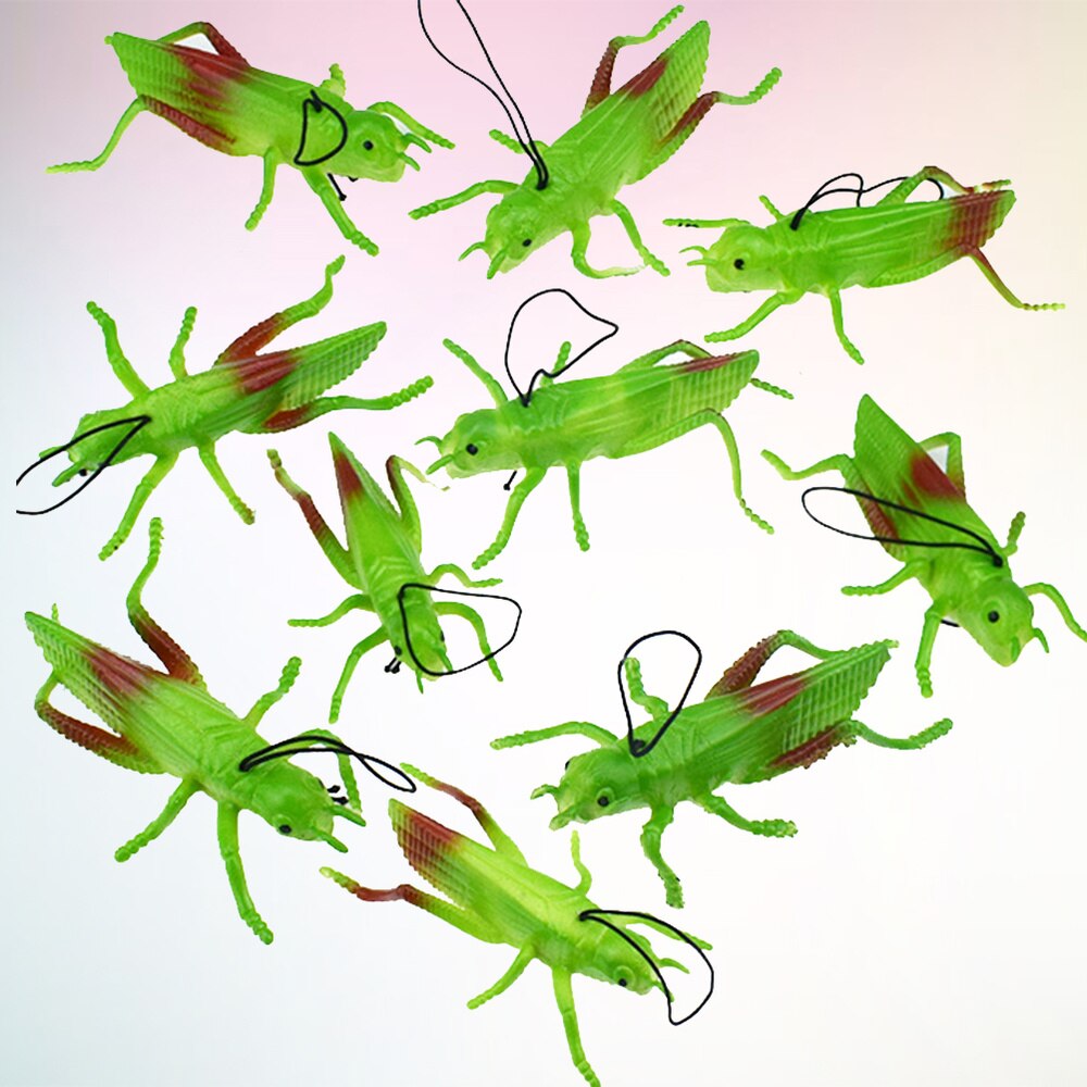 8pcs TPR Simulation Locust Grasshopper Toys Lifelike Insect Model Toys Tricky Props (Green)