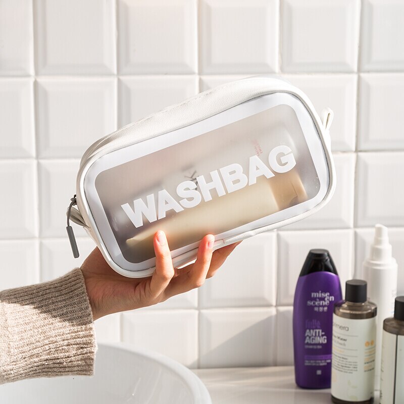 UOSC Travel Makeup Bag Women Men Large Waterproof Toiletries Cosmetic Bag Organizer Case Necessaries Make Up Wash Toiletry Bags: white