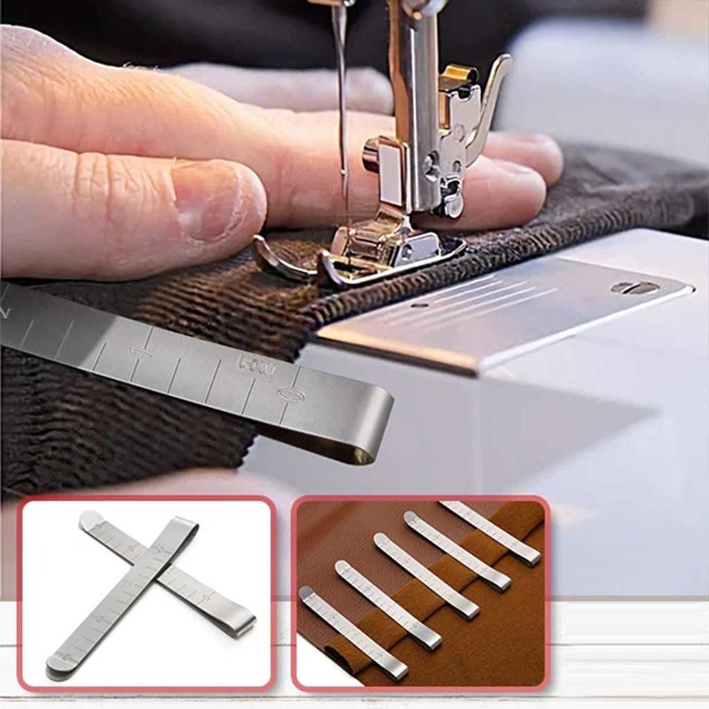 20pcs Metal Sewing Crimping Clips Hemming Clamps Measurement Ruler Machine Work Hand Sewing Ruler Measurement DIY Tools#s