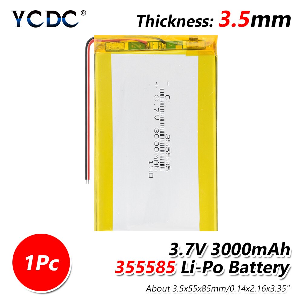 355585 3000mAh 3.7V Lithium Polymer Rechargeable battery For phone E-Book Onyx Boox PAD LAPTOP MP4 MP5 GPS DVR Power Bank: 1 piece