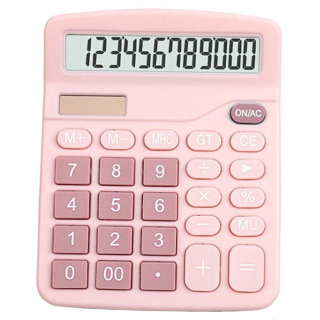12 Digits Electronic Calculator Large Screen Desktop Calculators Home Office School Calculators Financial Accounting Tools: Pink