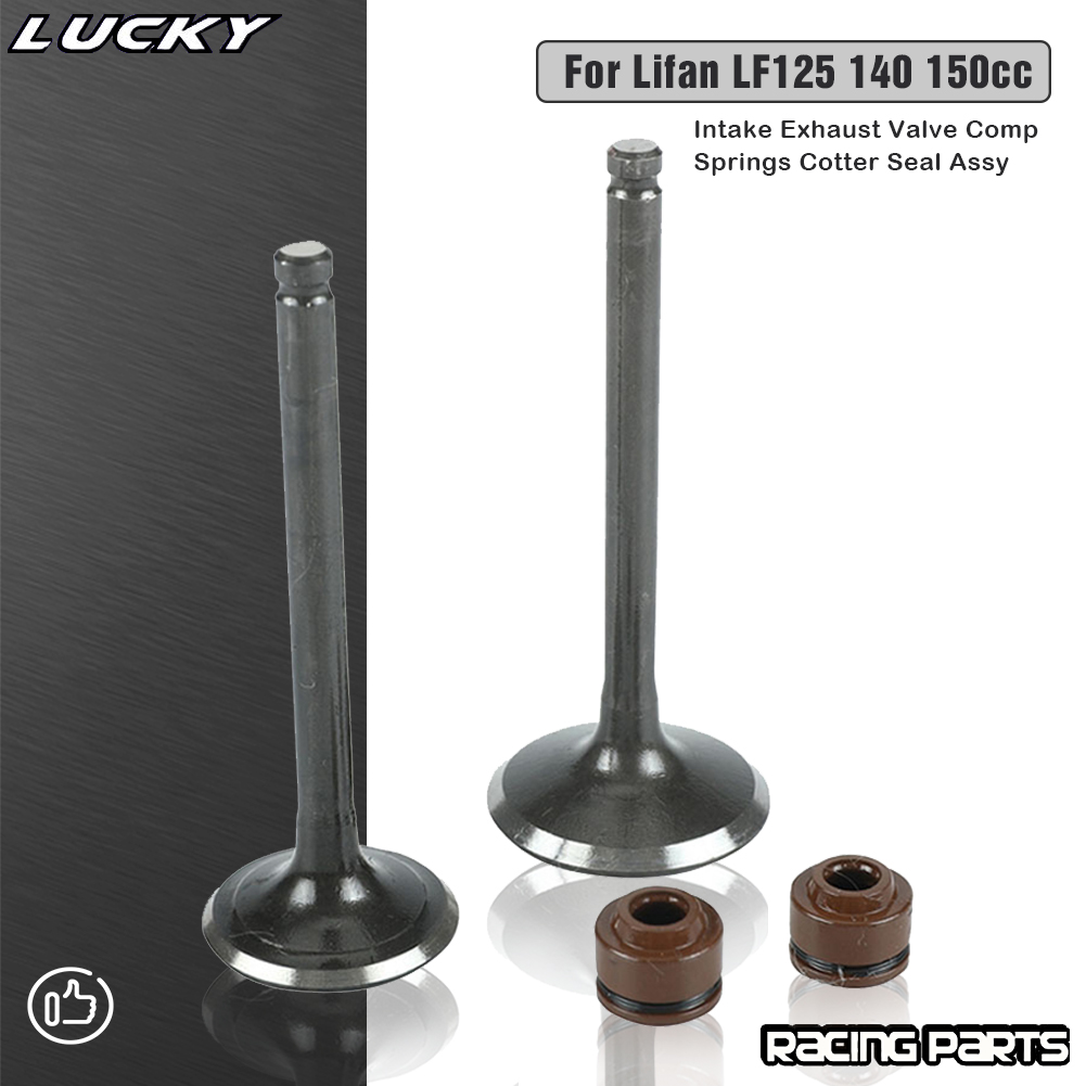 Motorcycle Intake Exhaust Valve Comp Springs Cotter Seal Assy For Lifan LF125 140 150cc Horizontal Engine Dirt Pit Bike ATV Quad: army green