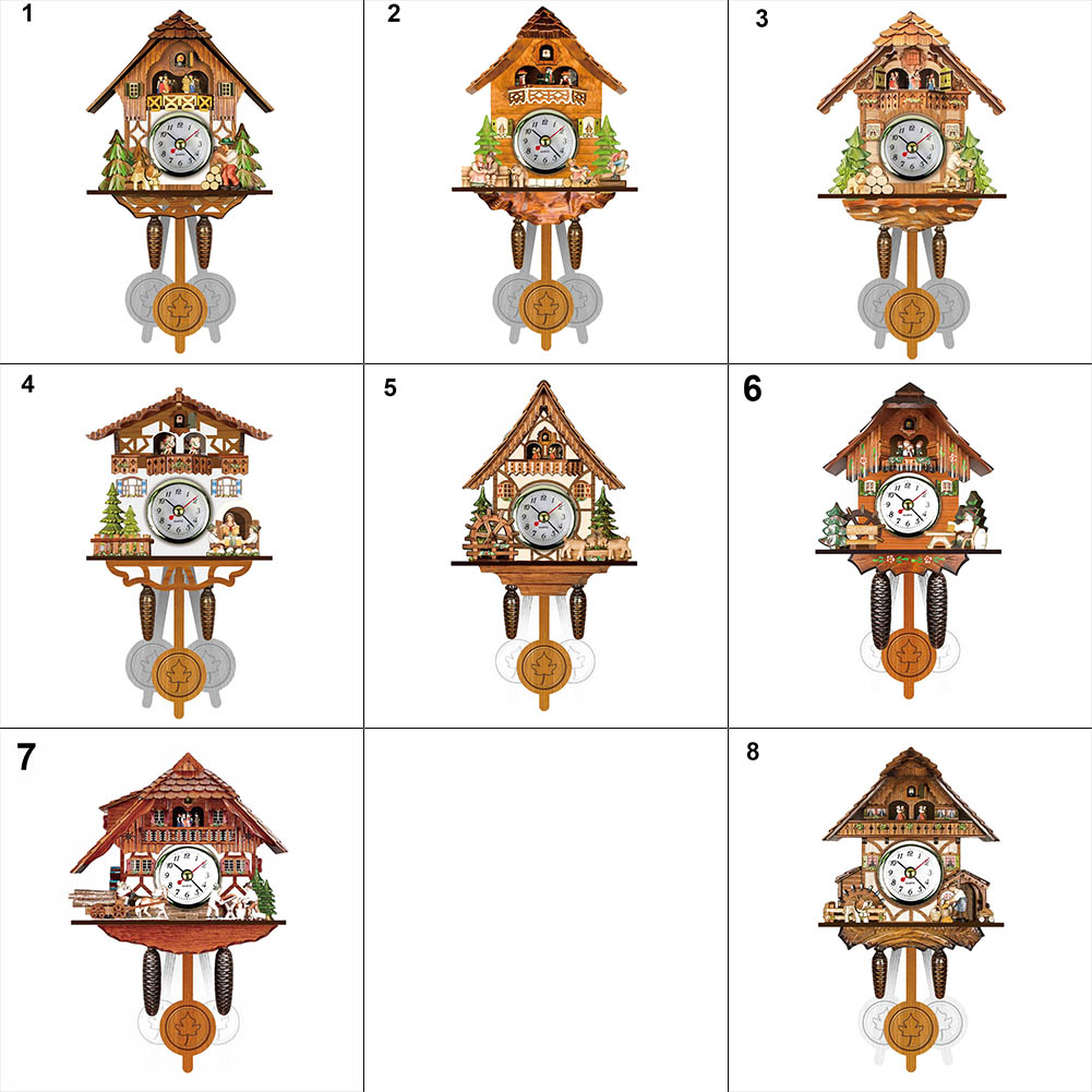 Antique Wooden Cuckoo Wall Clock Bird Time Bell Swing Alarm Watch Home Art Decor TB