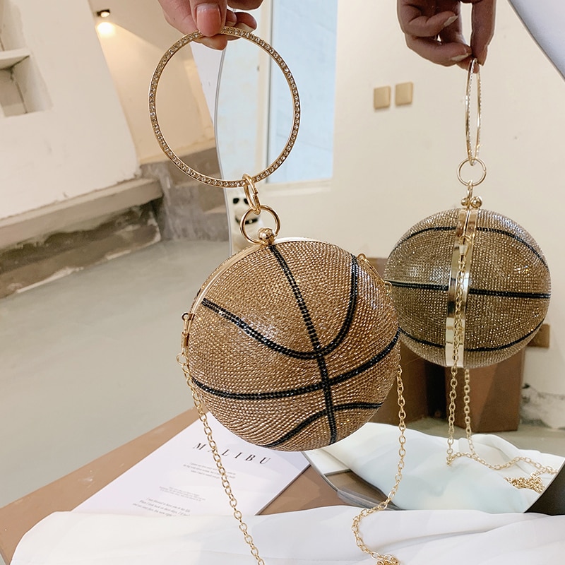 Vrouwen avond clutch kleurrijke kristallen diamanten ronde bolvormige clutch dames handtas bruiloft portemonnee ketting schoudertas