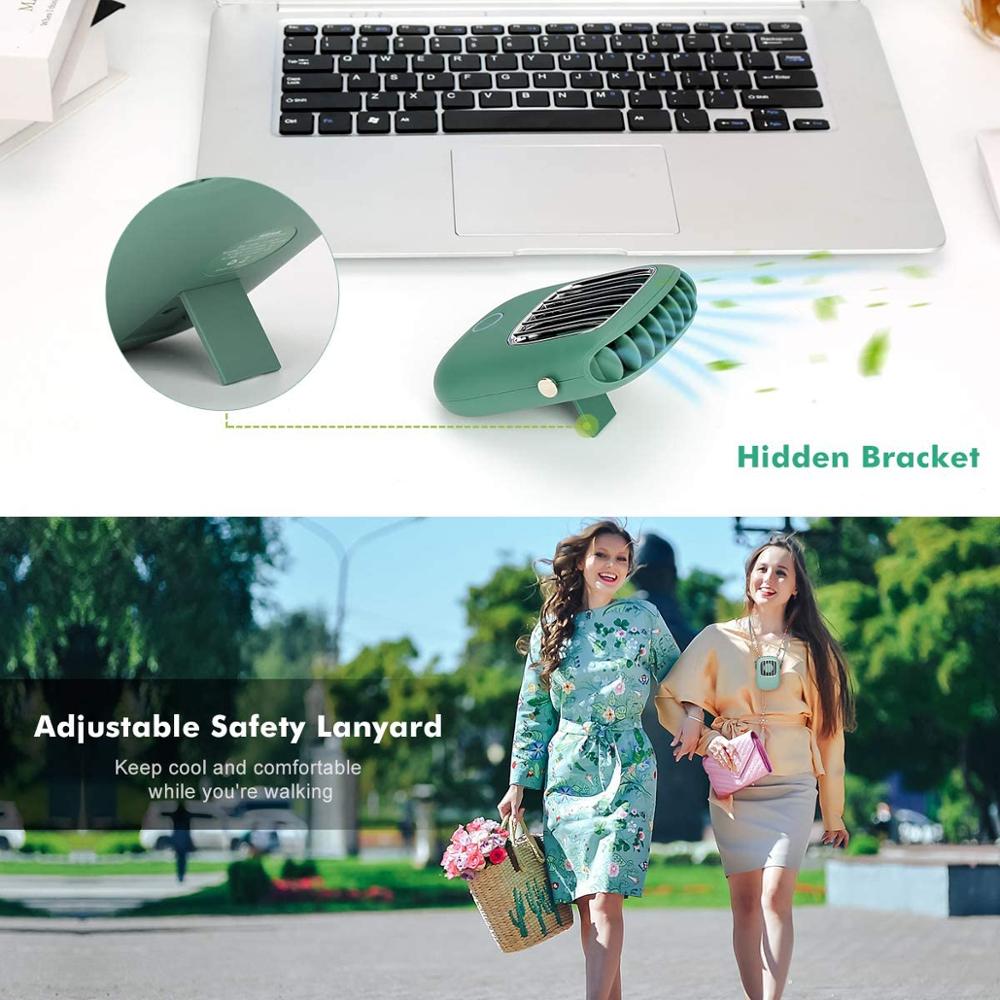 Xiaomi ventilador portátil para colgar en el cuello Mini ventilador de refrigeración de aire de bolsillo Cordón de viaje de verano al aire libre ventilador recargable USB refrigerador manos libres