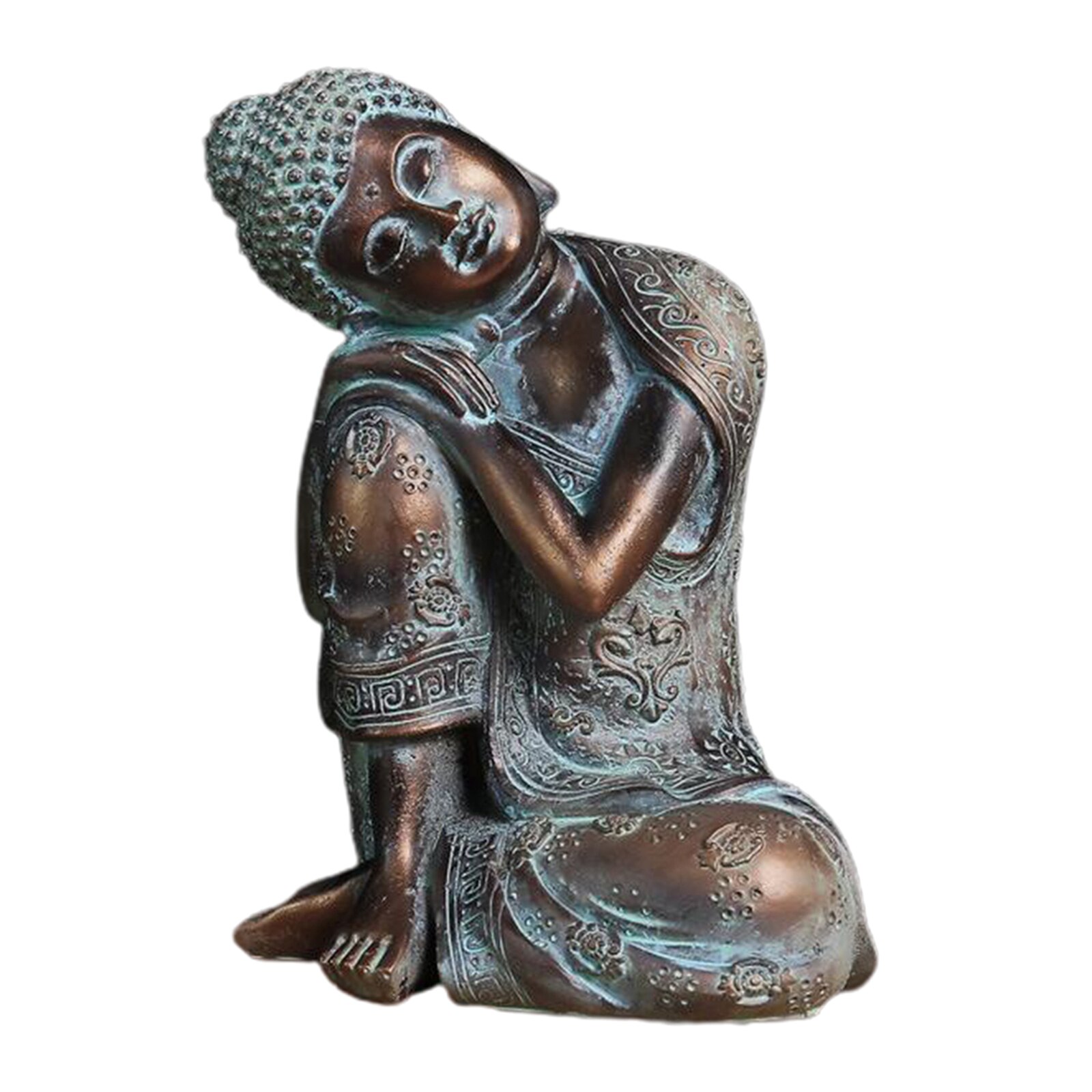 Bronsharts sovande buddha staty sits vila sömn invärmning