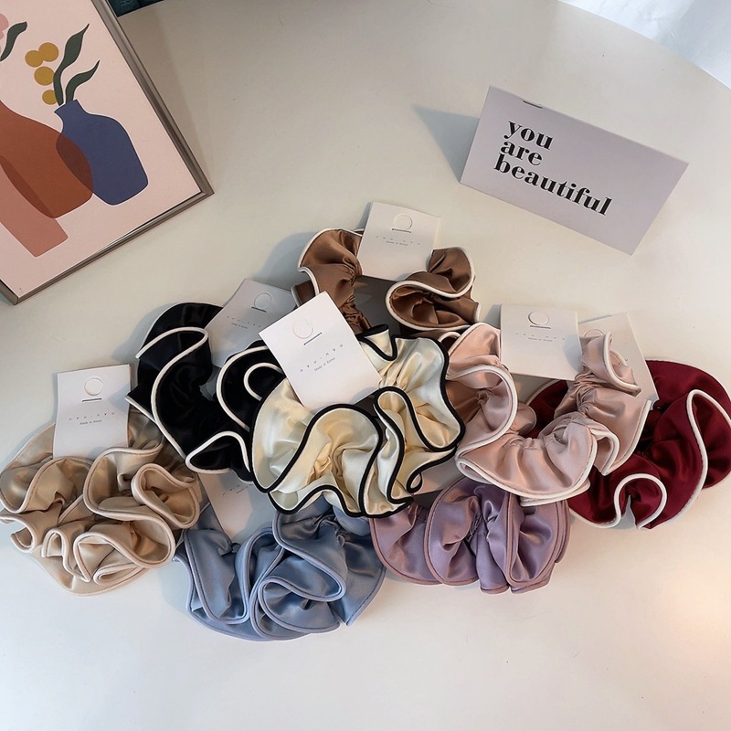 Coleteros grandes Satain de doble tela de seda satinada de estilo coreano, accesorios para el cabello para mujeres, bandas elásticas de alta gama para niñas