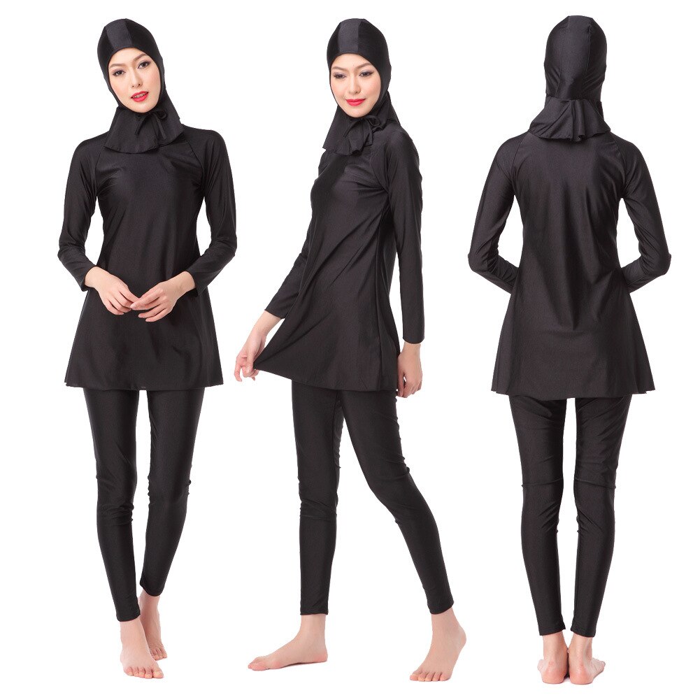 Frauen Islam muslimischen badeanzug langarm t-shirt + pants + kappen badeanzug weibliche Arabischen badende anzug volle abdeckung blau lila