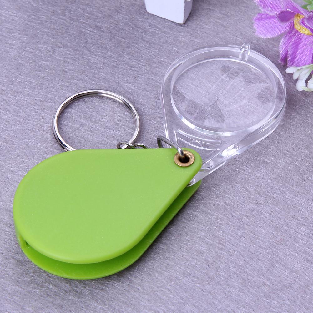 Folding Magnifier 10X Magnifying Glass Handheld Glass Lens Plastic Portable Keychain Loupe Optical Instruments