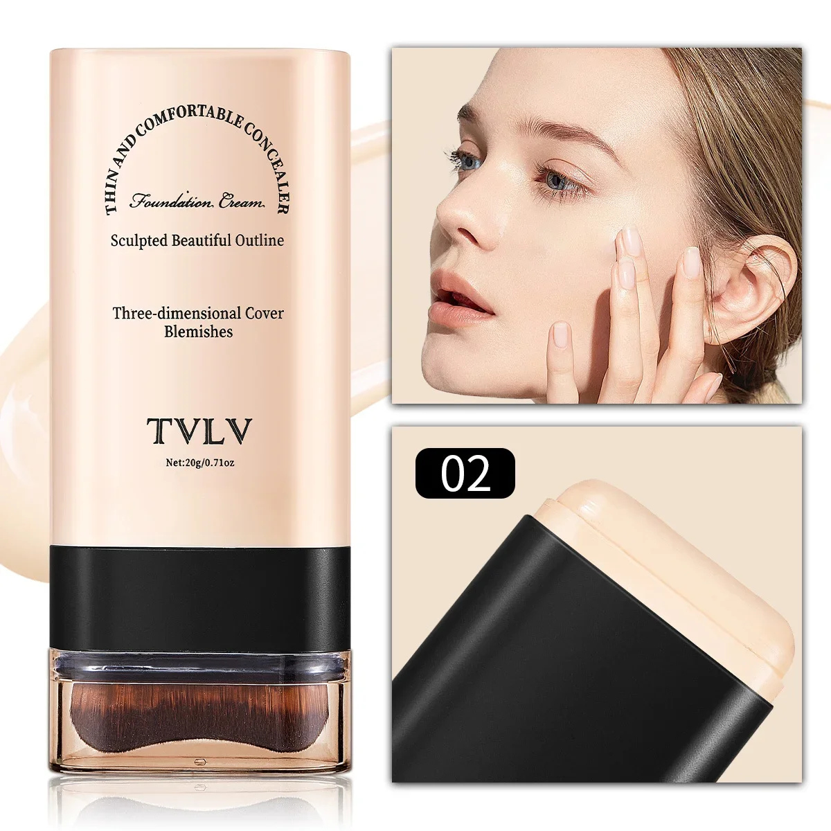 Tvlv eraser foundation makeup stick 20g,  med borste för att ljusa upp huden flytande foundation, långvarig makeup concealer: Himmelsblå