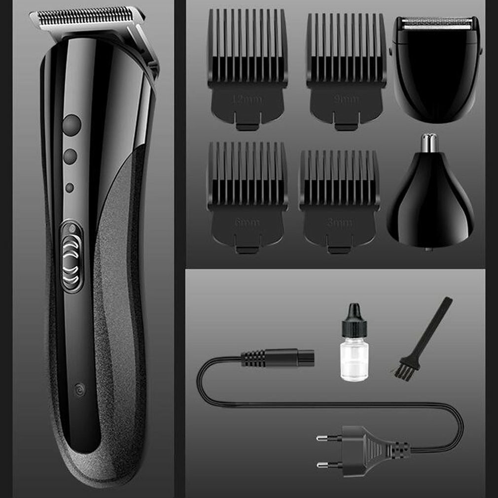 KEMEI KM-1407 3-In-1 Rechargeable Electric Hair Trimmer Electric Nose Beard Shaver Electric Razor Hair Clipper: EU Plug