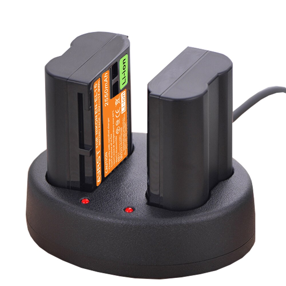 Batterie d&#39;appareil photo pour Nikon, compatible avec les modèles D500,D600,D610,D750,D7000,D7100,D7200,D800,D850,D810,D810, EN-EL15: 2BatteryWithCharger