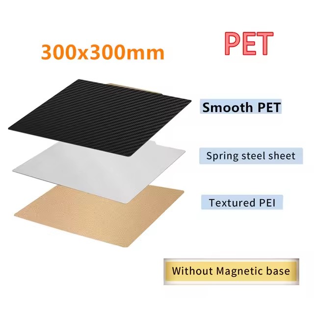 Plaque de construction magnétique Double face PET PEO, lit chauffant, tôle d'acier à ressort pour imprimante 3D LulzBot TAZ Anet A8 PEI, 300x300mm: WHITE