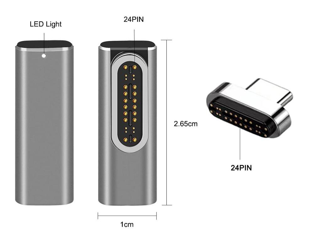 24 pin magnetic USB C charging adapter to USB C macbook Converter Adapter for Macbook /Matebook thunderbolt 3 Magnetic Adapter