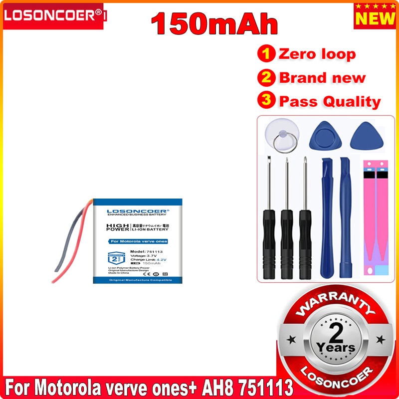 LOSONCOER 0 Cycle 100% 150mAh Battery For Motorola verve ones+ AH8 751113 3.8V Battery