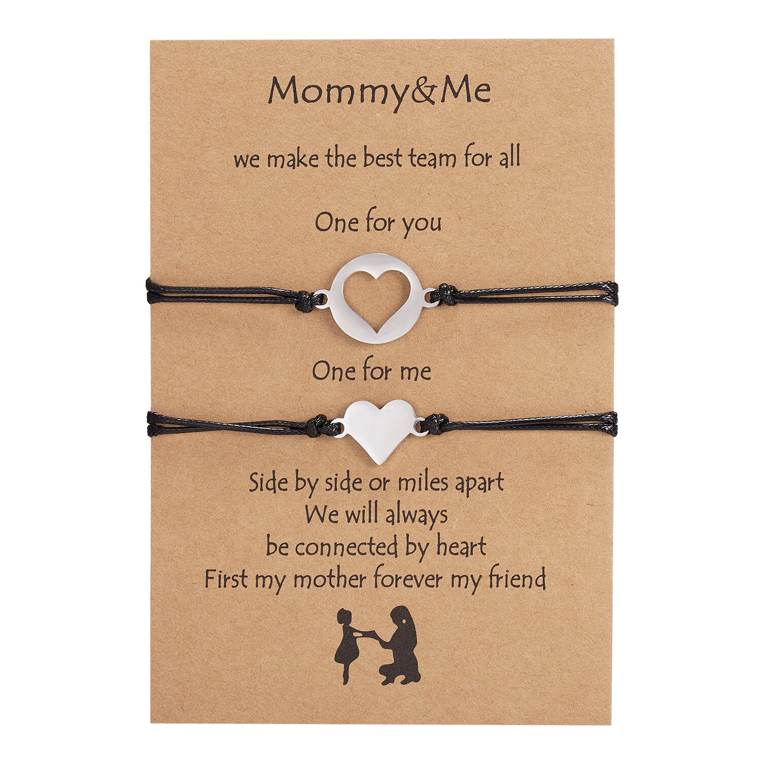 2 Stks/set Bedelarmband Voor Vriendschap Familie Stellen Rvs Liefde Hart Vlinder Lucky Handgemaakte Moederdag Armband: 2