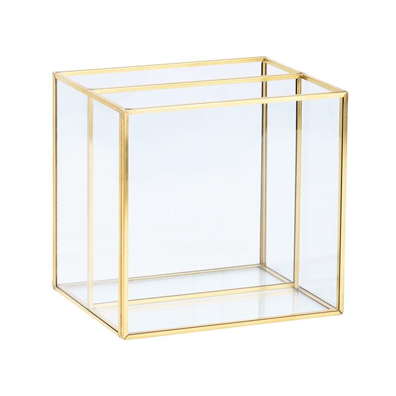 1 stk guld glas smykke plade kommode skrivebord organizer kosmetik opbevaringsboks: To gitter