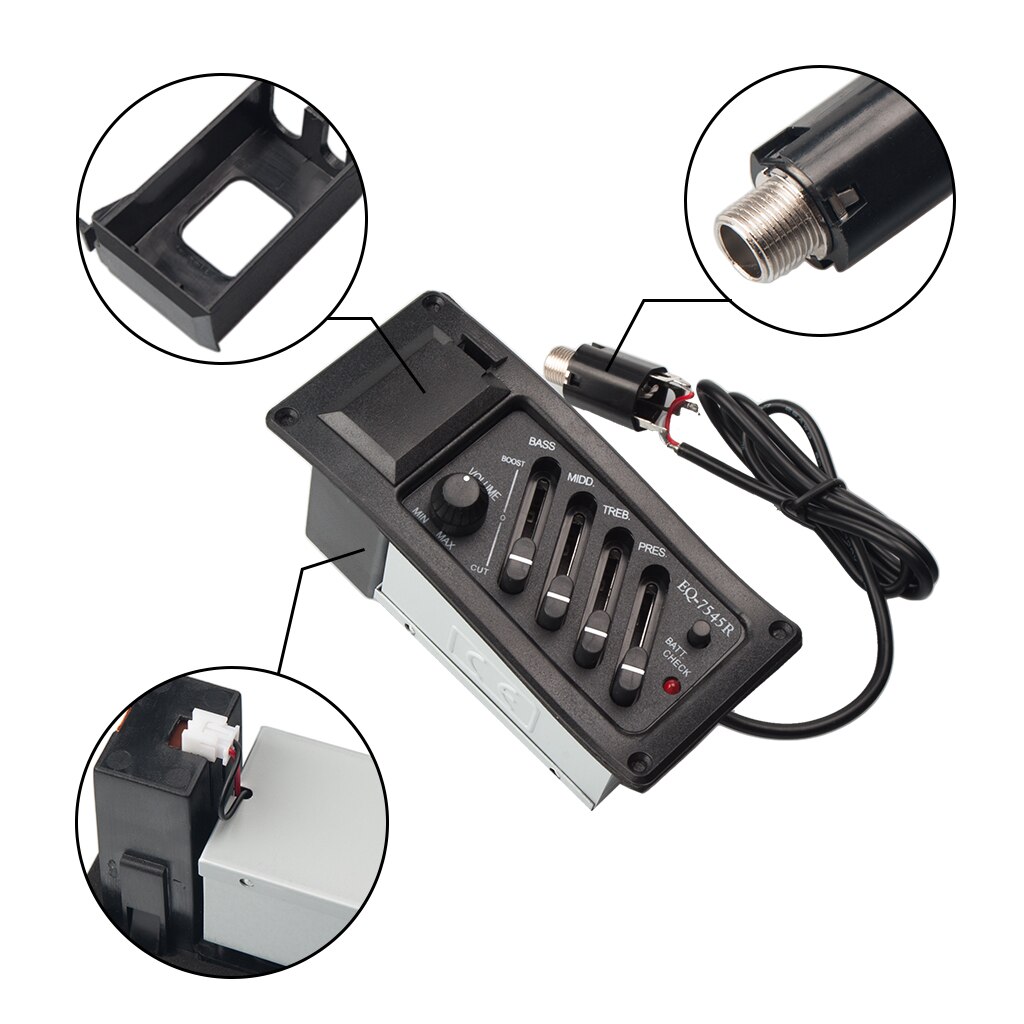 Akustinen kitara eq piezo mikrofoni / esivahvistinyksikkö akustinen kitara eq -7545r