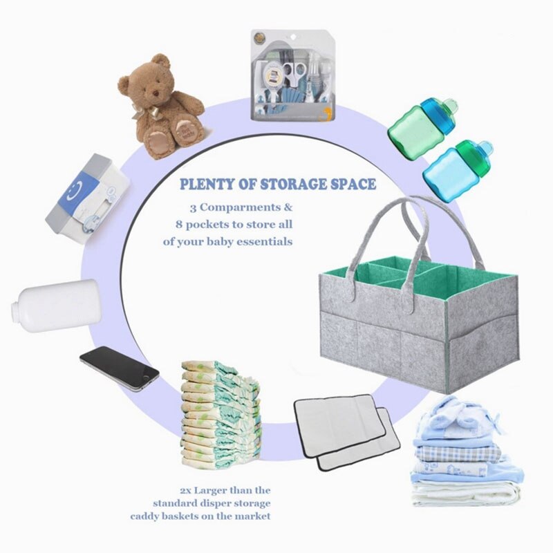 Faltbare Fühlte Baby Windel Caddie Veranstalter Abnehmbare Deckel Lagerung Tasche Art Spielzeug Tragbare Tasche Kasten für Auto Reise Ändern Tisch orga