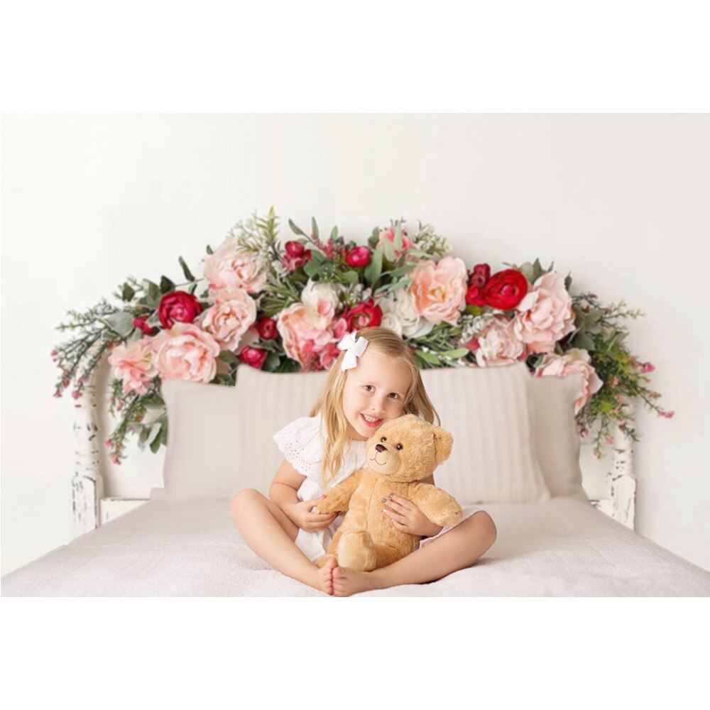 Fleur blanc mur photographie toile de fond tête de lit noël -né Portrait arrière-plan fleurs famille fête vidéo Photocall