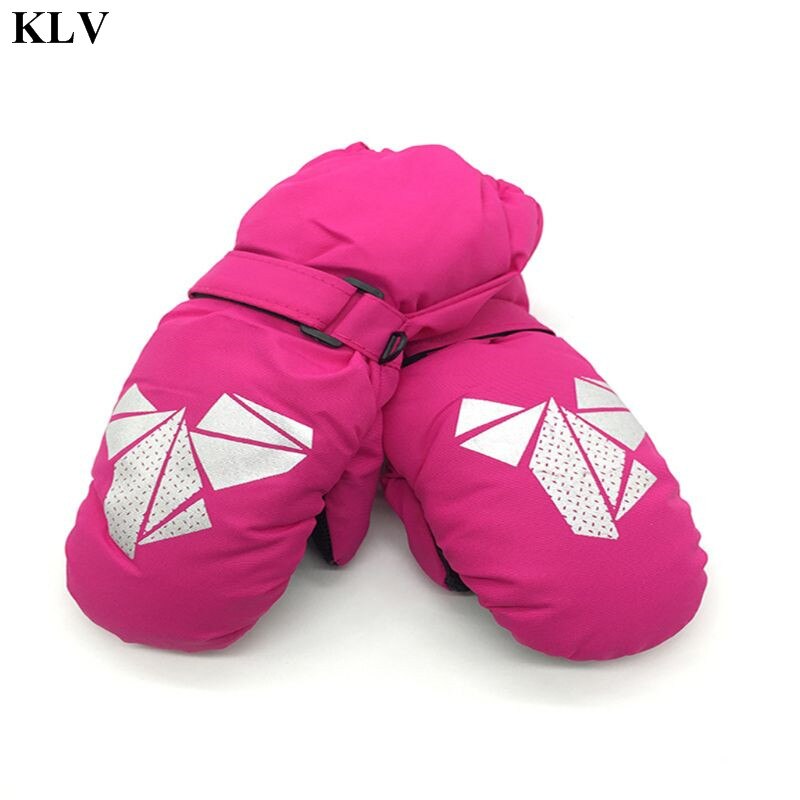 Klv Kinderen Winter Warme Handschoenen Jongens Meisjes Geometrische Print Dikke Winddicht Waterdicht Baby Wanten