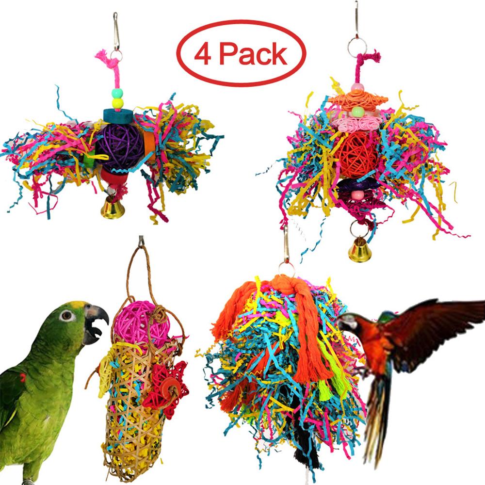 Papegaai Speelgoed Kanarie Speelgoed Vogel Kauwen Speelgoed Papegaaienkooi Shredder Speelgoed Foerageren Opknoping Speelgoed (4 Pack/set): Default Title