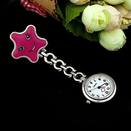 Women's dazzler Face Nurse Brooch Fob Tunic Pocket Watch Star Shape Pocket Watch